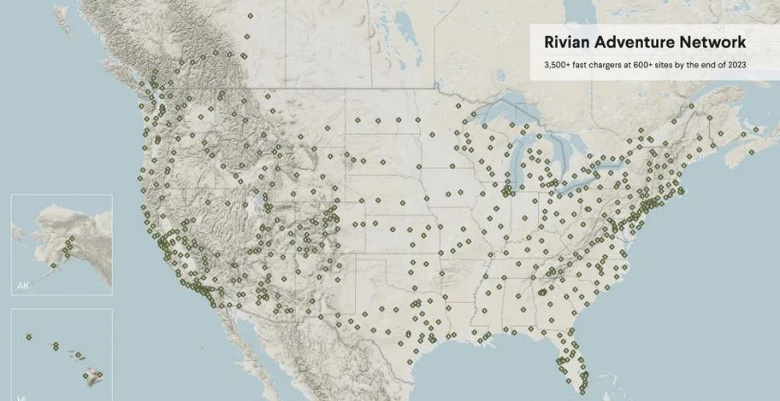 Rivian установит в США и Канаде 10 000 зарядных станций для электромобилей. Их запитают от возобновляемых источников энергии