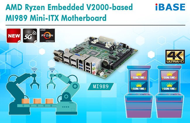 На плате iBase MI989 установлен процессор AMD Ryzen Embedded V2000