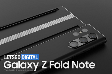 Так может выглядеть смартфон Samsung Galaxy Z Fold Note. Модель создана на основе патентов компании