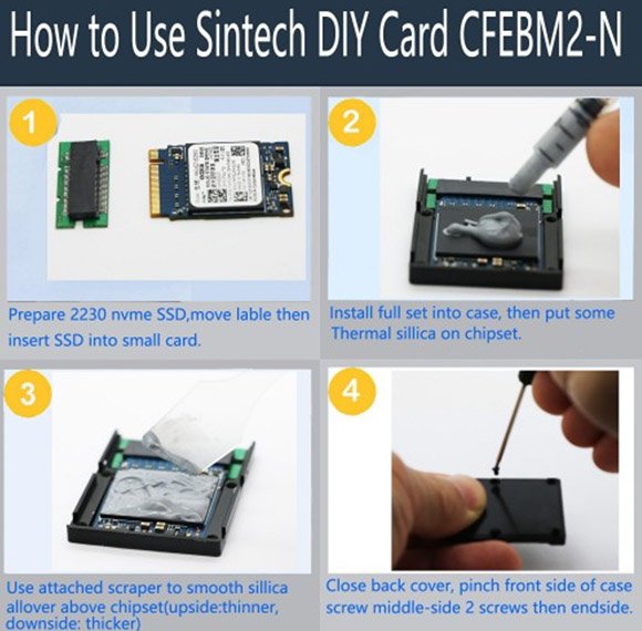 Адаптер Sintech CFEBM2-N позволяет превратить твердотельный накопитель в карту памяти CFexpress Type B