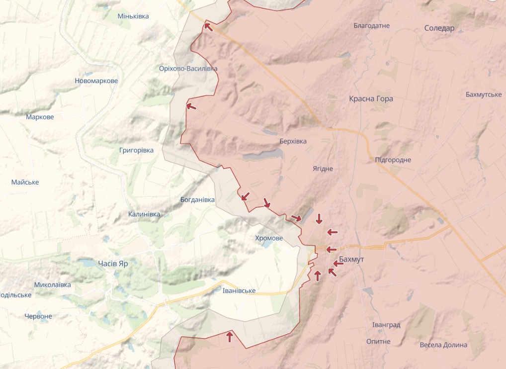 Генштаб: Идут тяжелые бои за Бахмут, атаки россиян на Марьинку и Авдеевку отбиты – карта