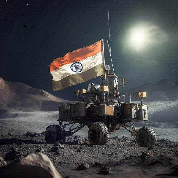 Индийский луноход отправился в прогулку по Луне и прислал первый снимок