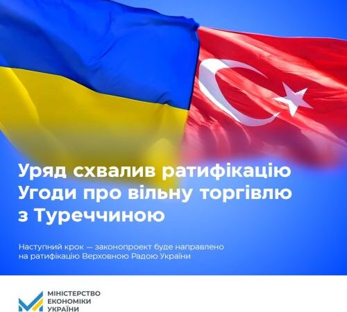 Уряд погодив законопроєкт про ратифікацію Угоди про вільну торгівлю між Україною та Туреччиною